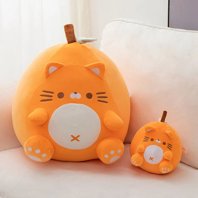 Donut the Chubby Orange Cat Kawaii Fruit Plush Pillow