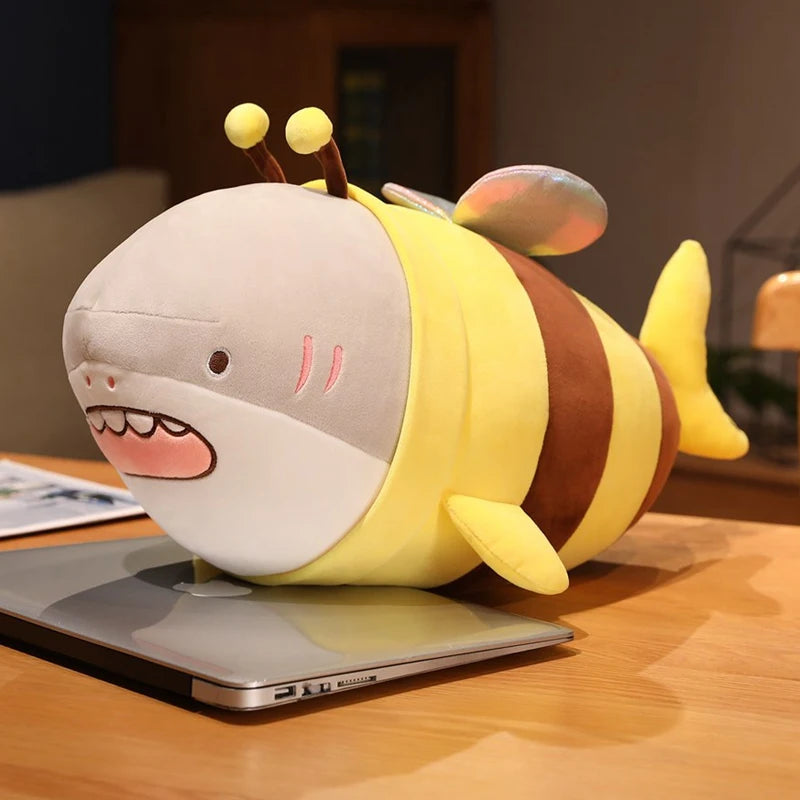 Buzzy the Squishy Shark Bee Plush Pillow