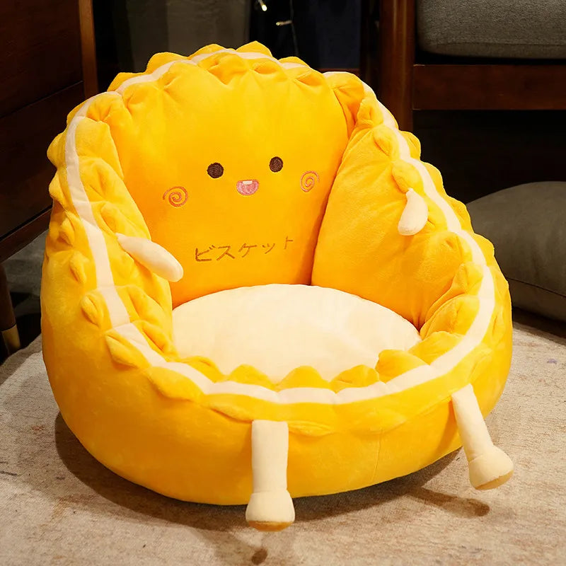 Goldie the Kawaii Yellow Cookie Seat Plush Cushion