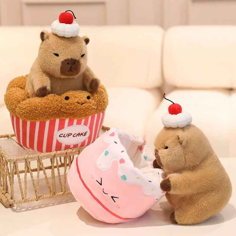 Croissant Cosplay Kawaii Capybara Snuggle Plushie