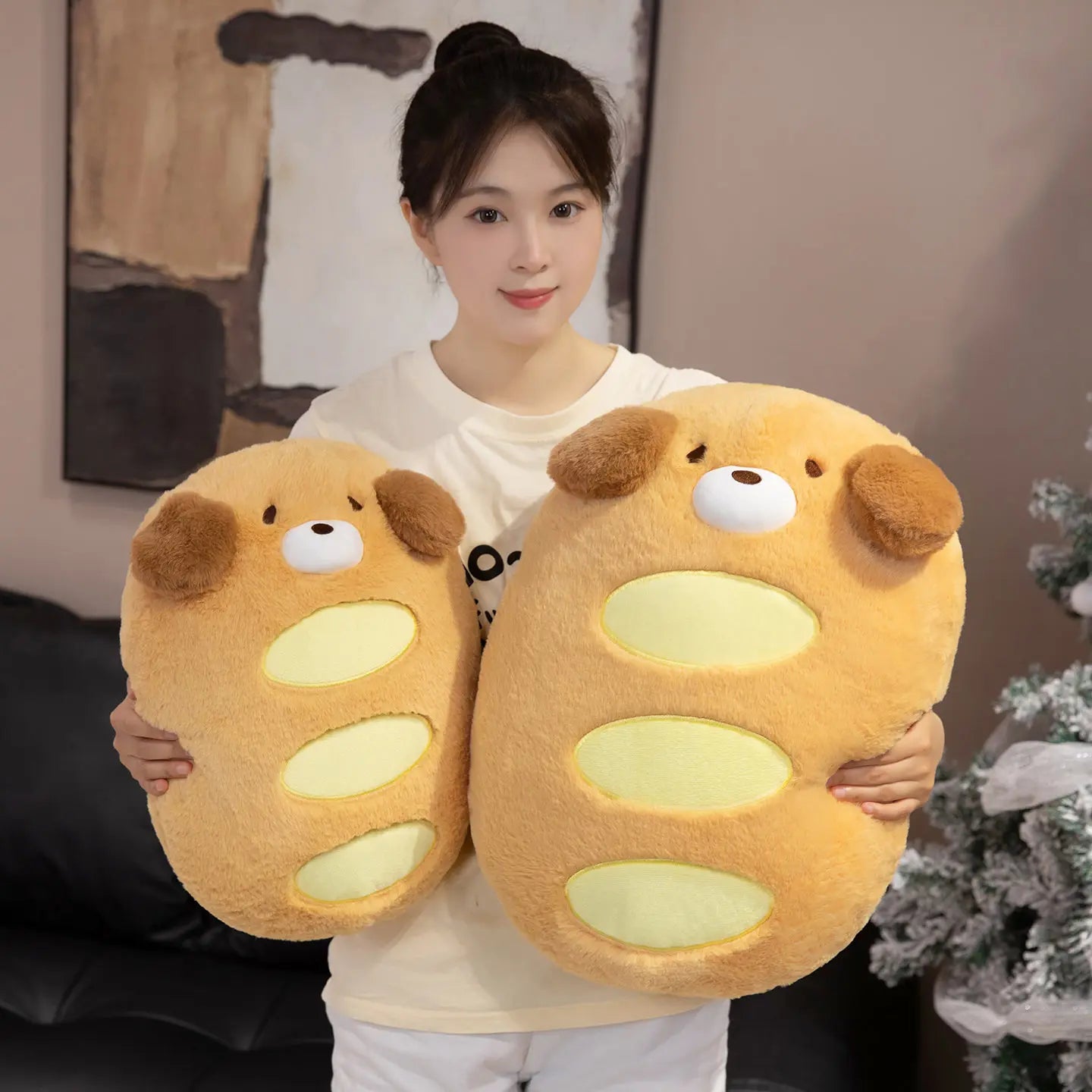Bready the Kawaii Soft Bread Shaped Dog Snuggle Plush Pillow