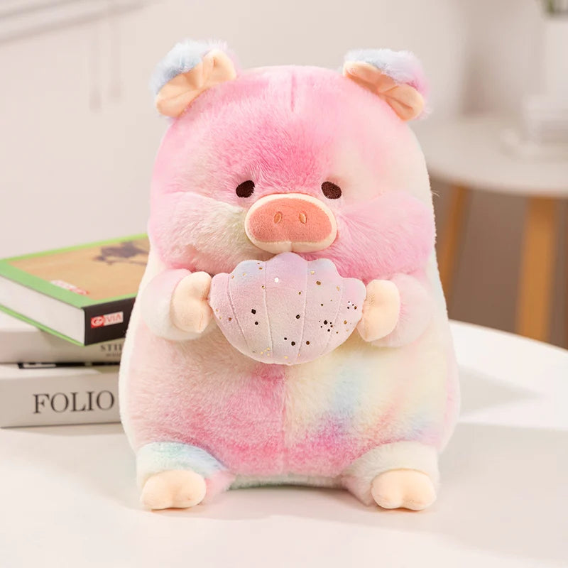 Piggy the Kawaii Rainbow Pig Holding Shell Plushie