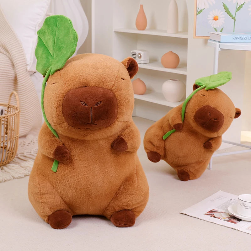 Capy the Lotus Leaf Holding Capybara Plush Pillow