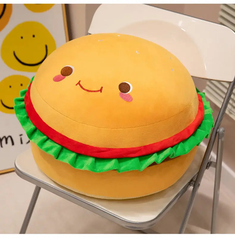 Stacked Kawaii Burger Snuggle Plushie Pillow