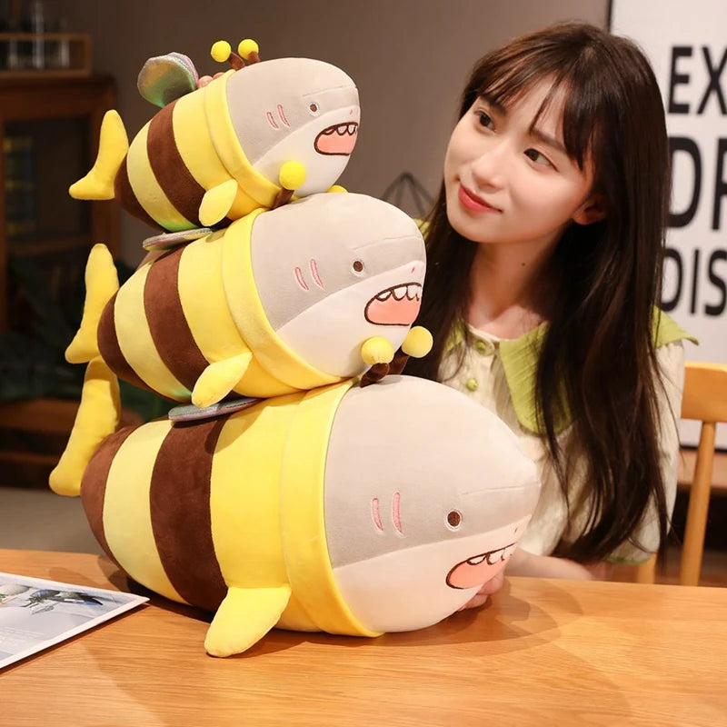 Buzzy the Squishy Shark Bee Plush Pillow