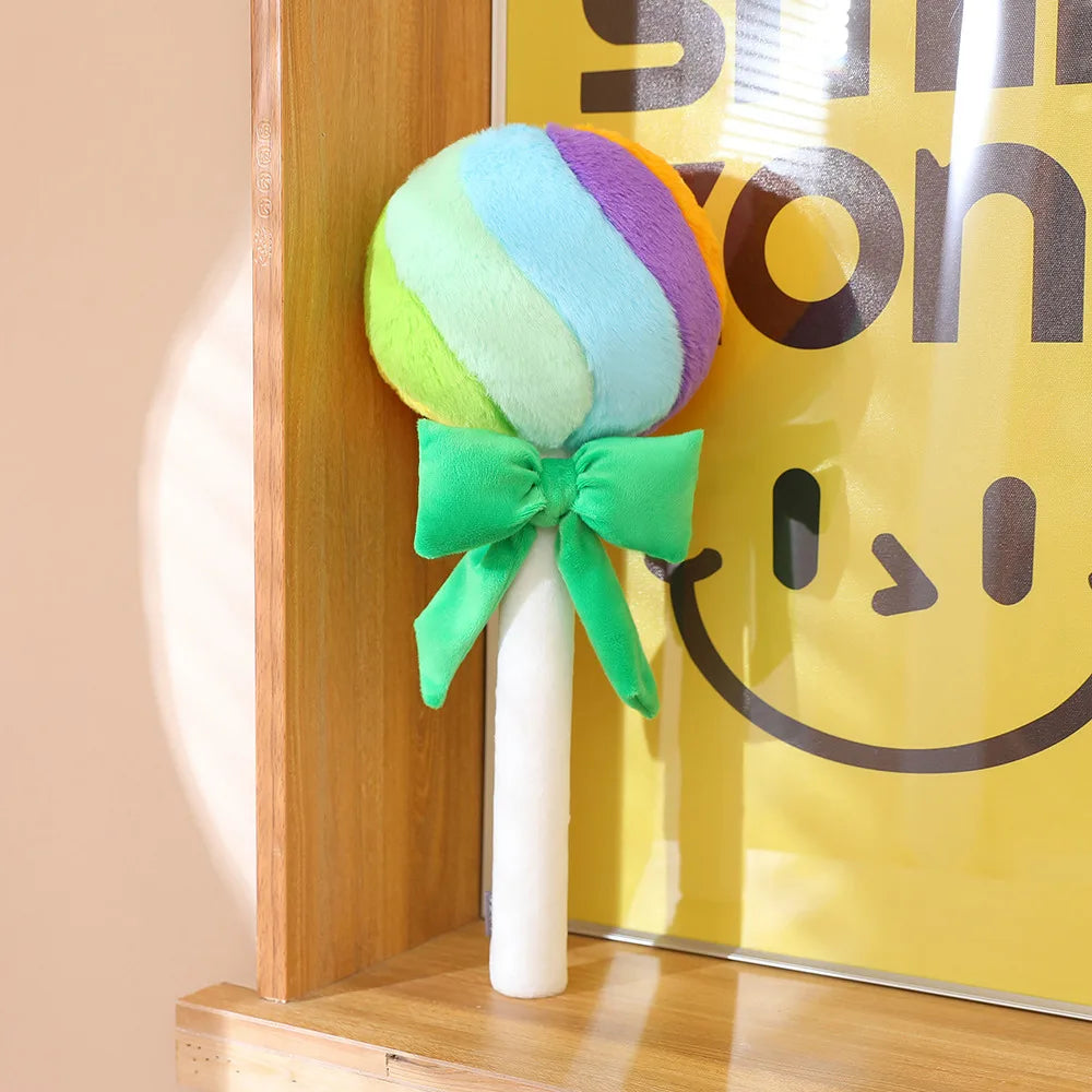 Lolly the Colorful Rainbow Lollipop Candy Plush Pillow