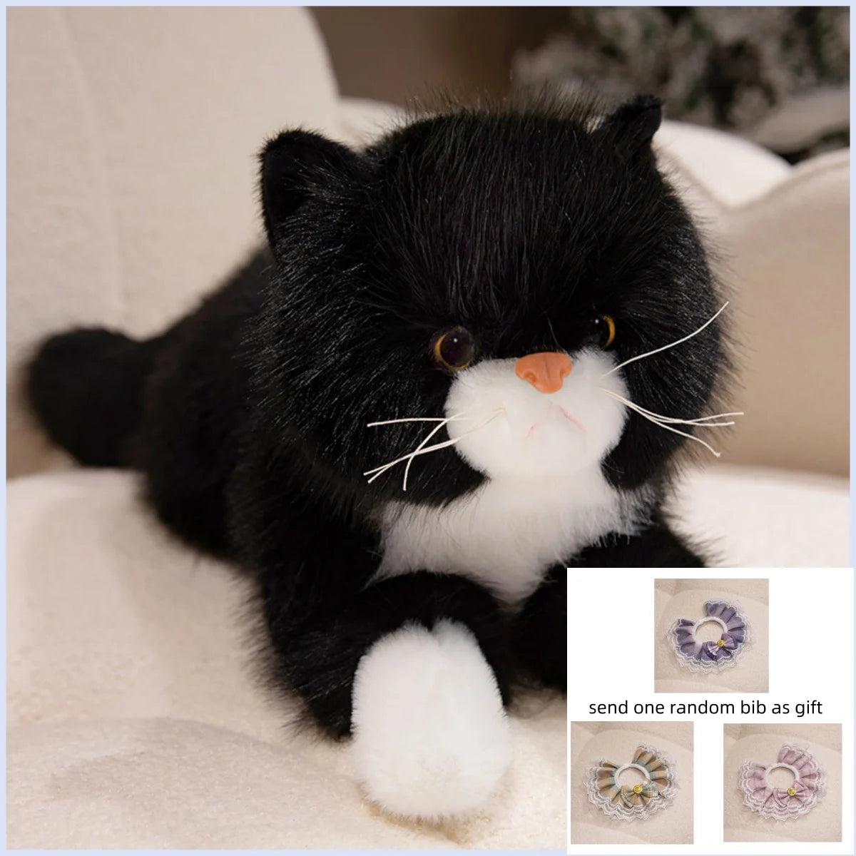 Shadow the Realistic Fluffy Black Cat Snuggle Plush