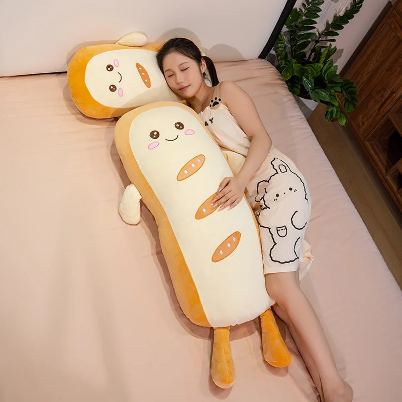 Smiling Long Toast Kawaii Bread Snuggle Plushie