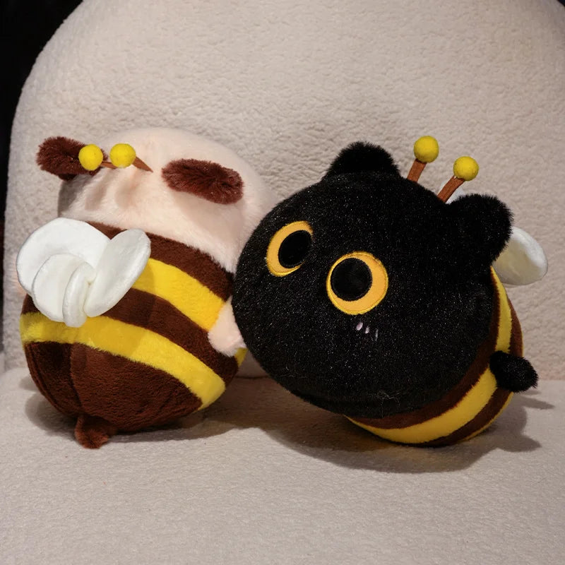 Fluffy Cat Bee Kawaii Kitten Snuggle Plush Pillow