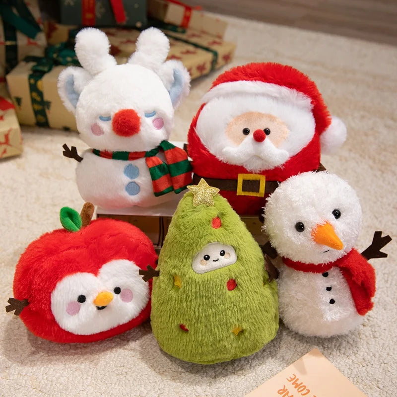 Jolly Christmas Santa Snowman Tree Plushie Trio
