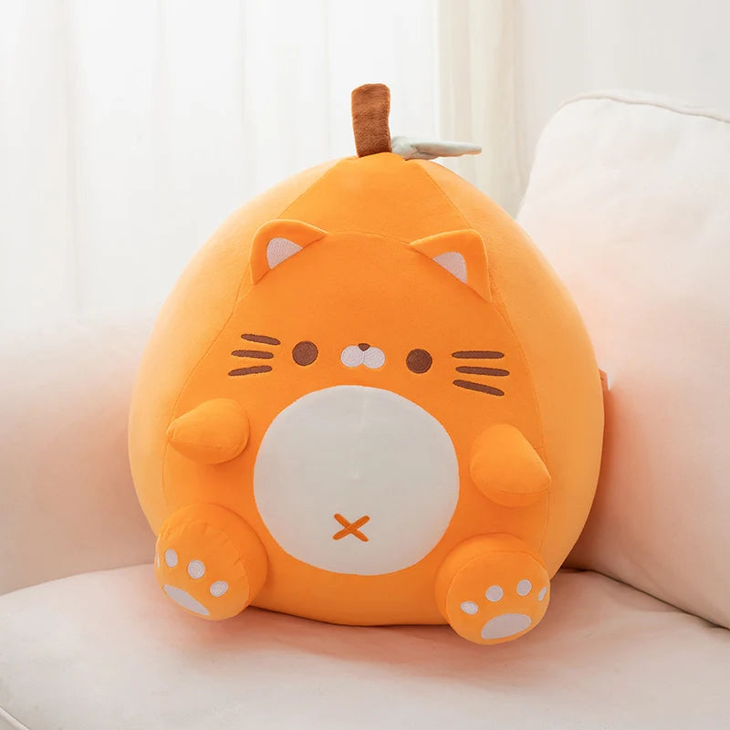 Donut the Chubby Orange Cat Kawaii Fruit Plush Pillow