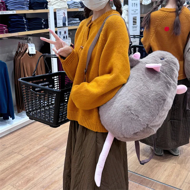 Ratty the Kawaii Grey Brown Mouse Rat Backpack Snuggle Plushie