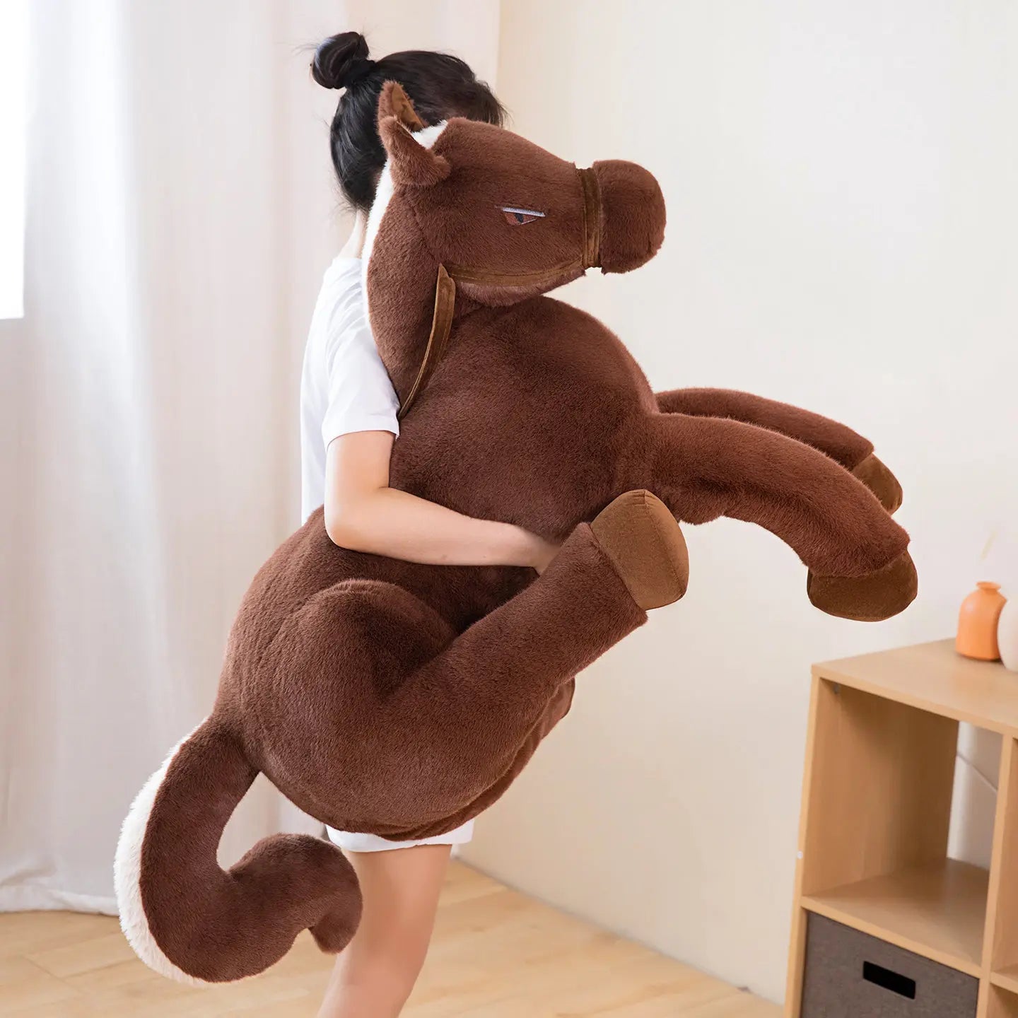 Midnight the Sleek Black Horse Kawaii Plush Pillow