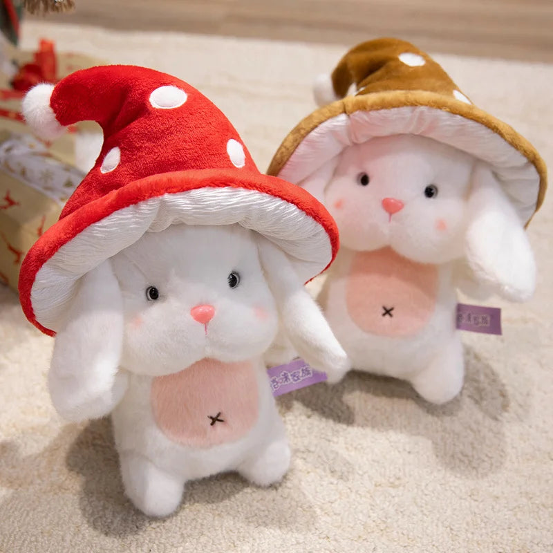 Bunny the Kawaii Rabbit with Mushroom Hat Snuggle Pillow