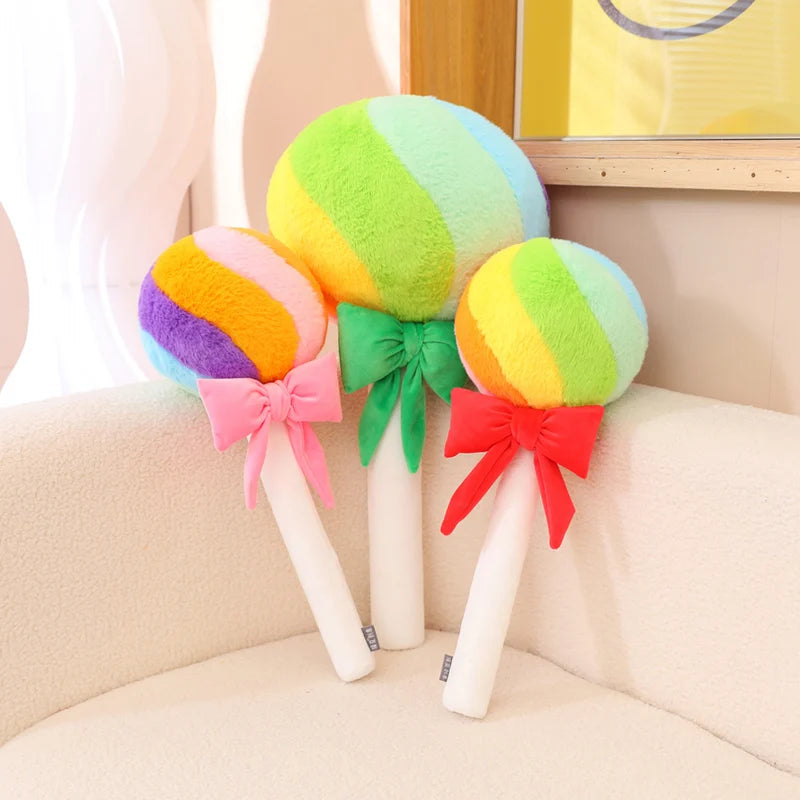 Lolly the Colorful Rainbow Lollipop Candy Plush Pillow