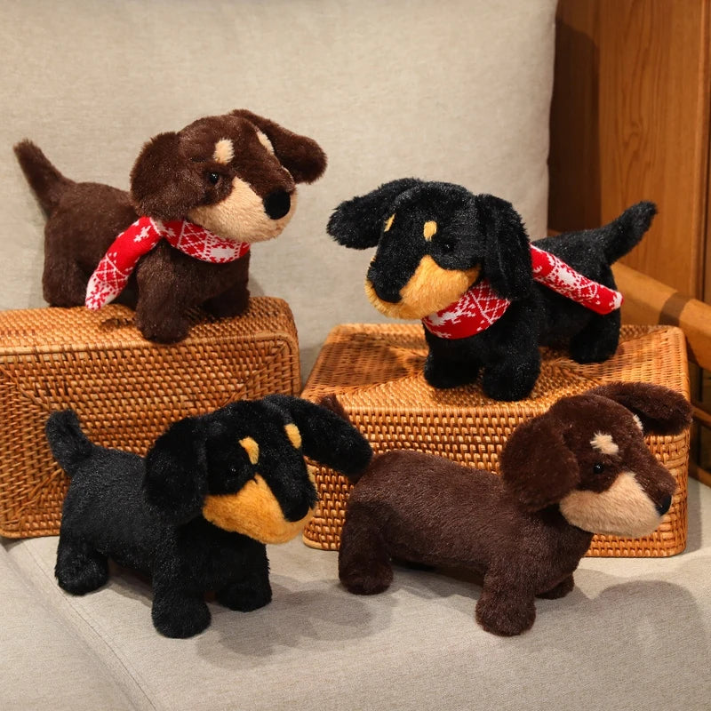Slinky the Scarf-Dressed Dachshund Standing Plush