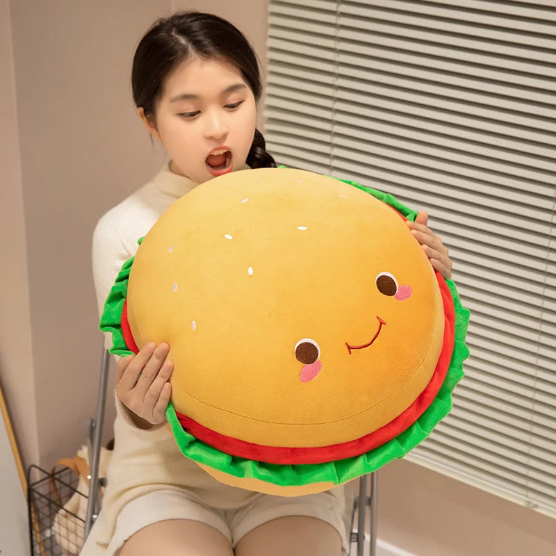 Stacked Kawaii Burger Snuggle Plushie Pillow