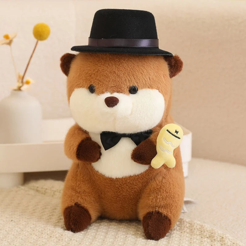 Ottie the Kawaii Lifelike Otter with Fish Plushie