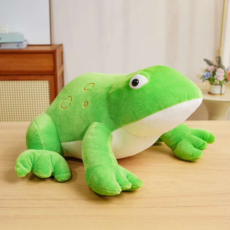 Chonky Big-Eyed Kawaii Frog Snuggle Throw Pillow