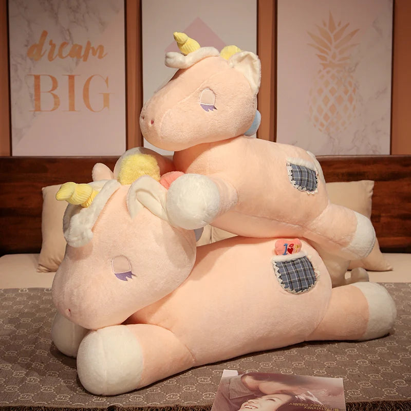 Dreamy Lying Unicorn Horse Soft Plush Pillow