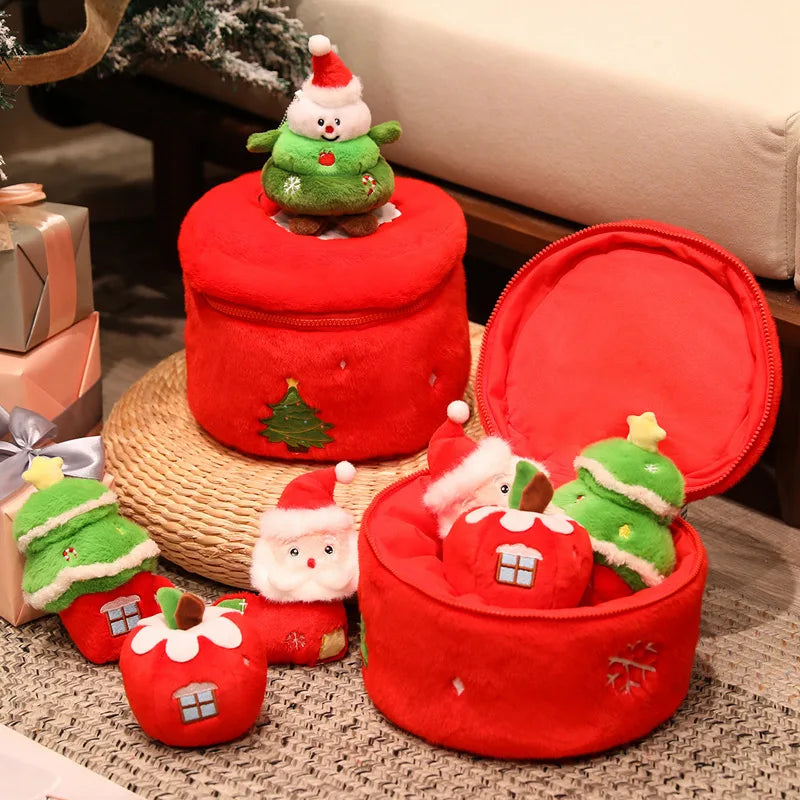 Jolly Christmas Snowman Fruit Gift Box Plushie Set