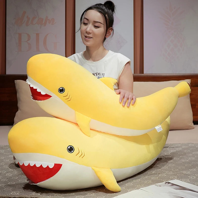 Banny the Banana Shark Cozy Throw Pillow