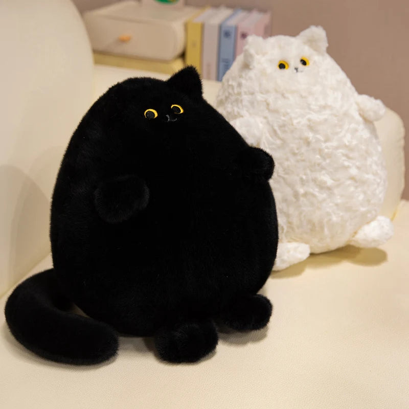 Pudgy the Chubby White Black Kitten Plush