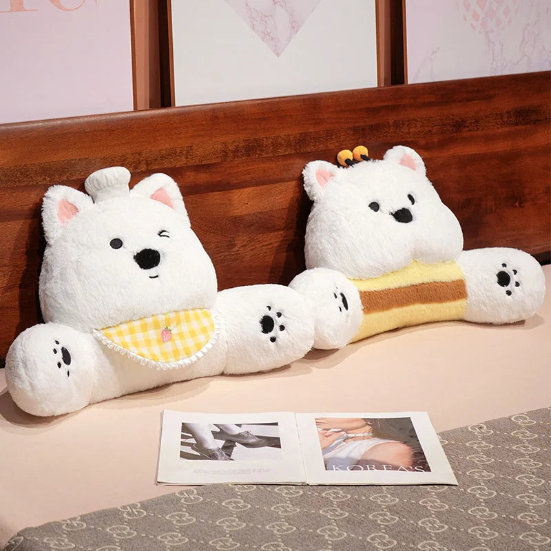 Fluffy Westie Dog Kawaii Backrest Snuggle Pillow