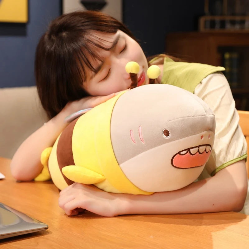 Buzzy the Squishy Shark Bee Plush Pillow