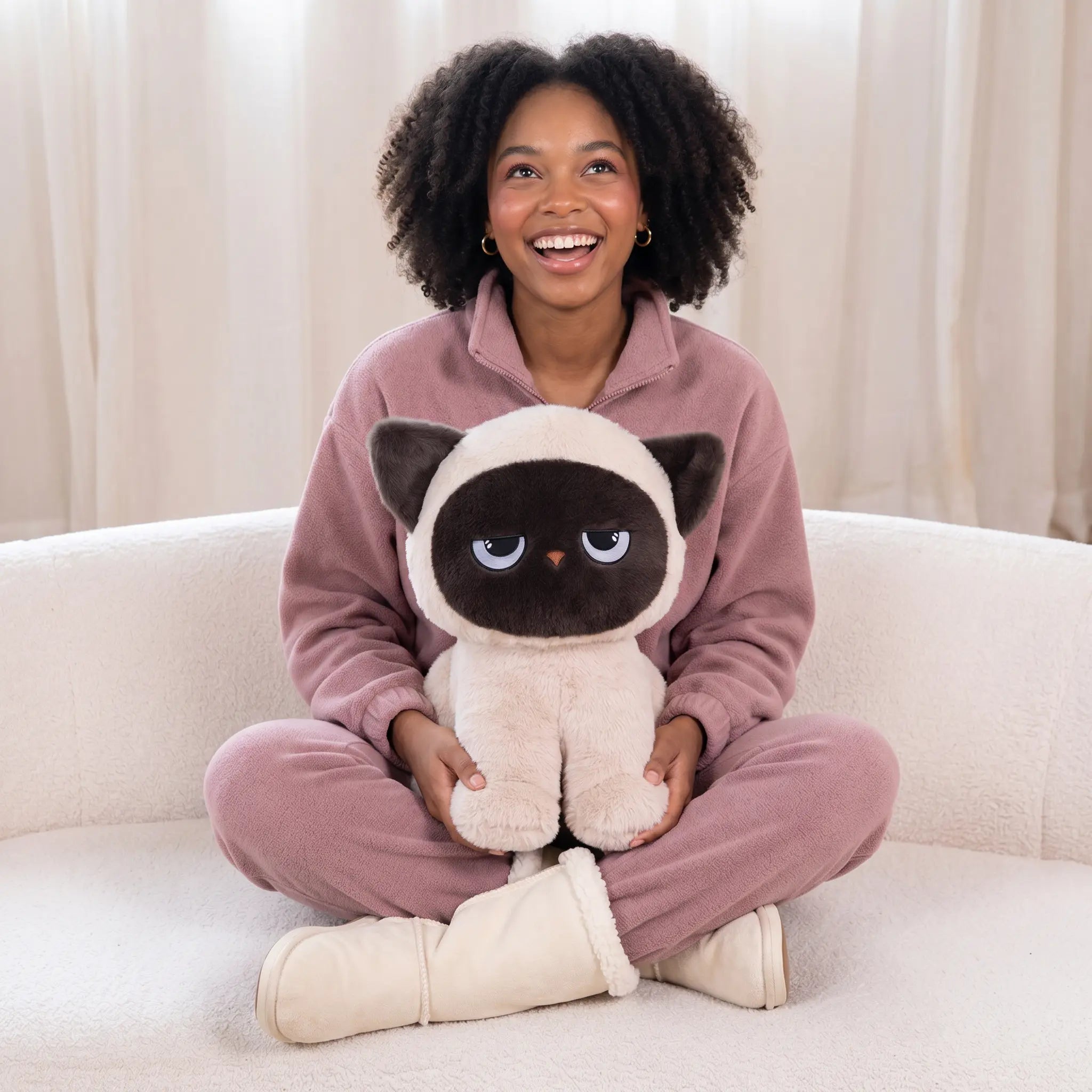 Sitting Siamese Cat Plush Cushion