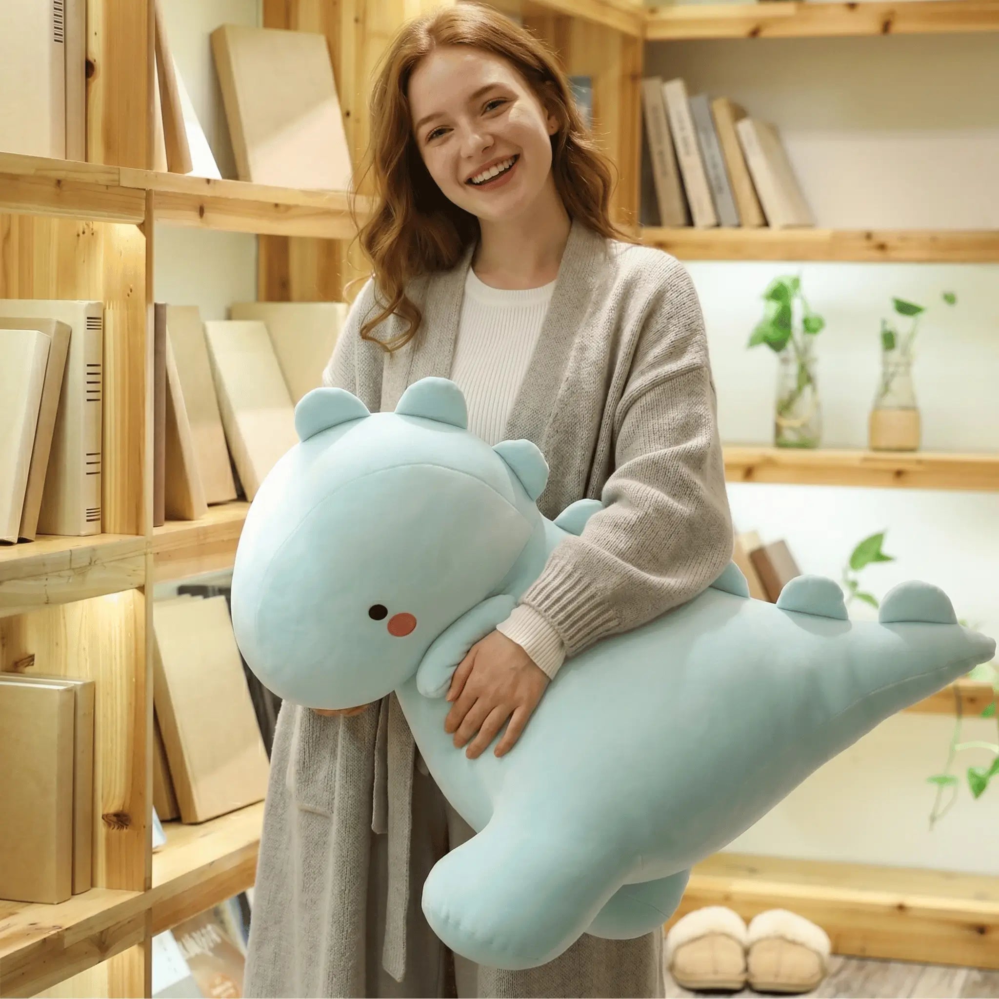 Snoozy Dino Long Snuggle Pillow
