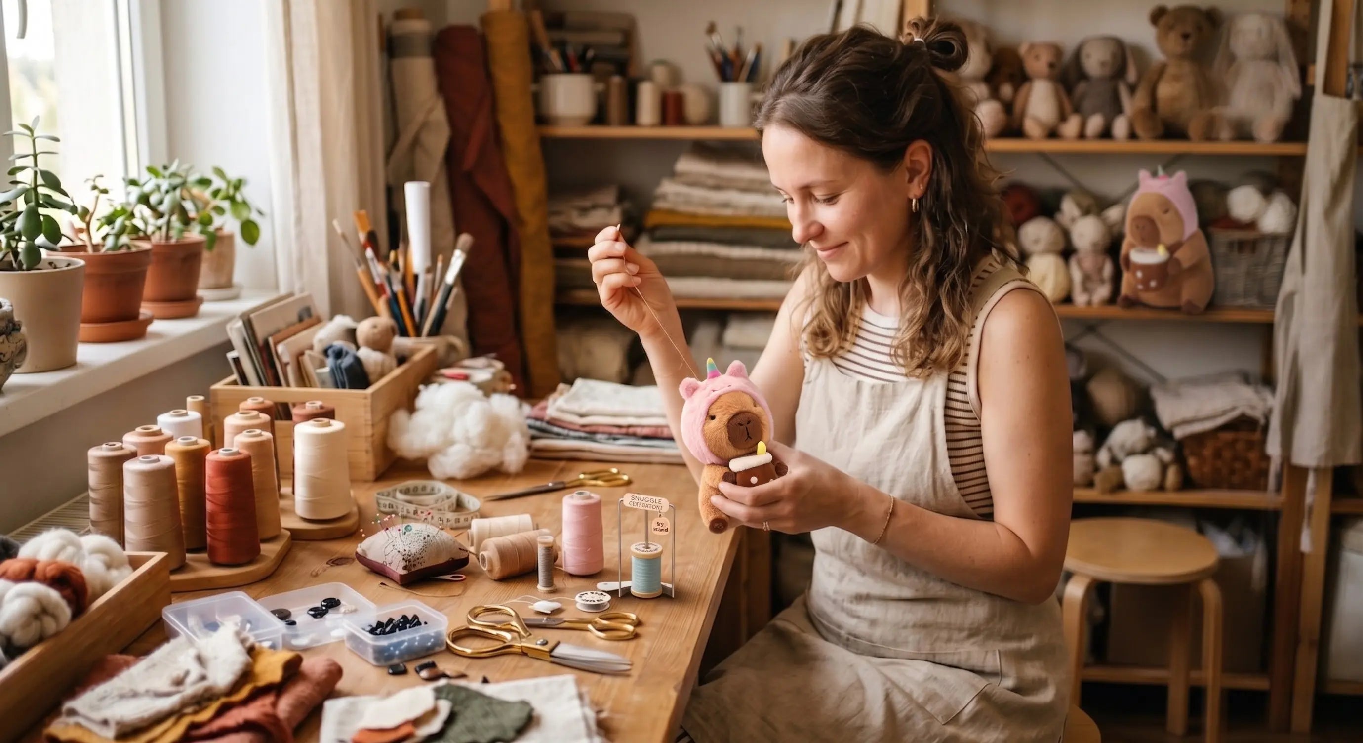 Handcrafted custom plush artisan at work