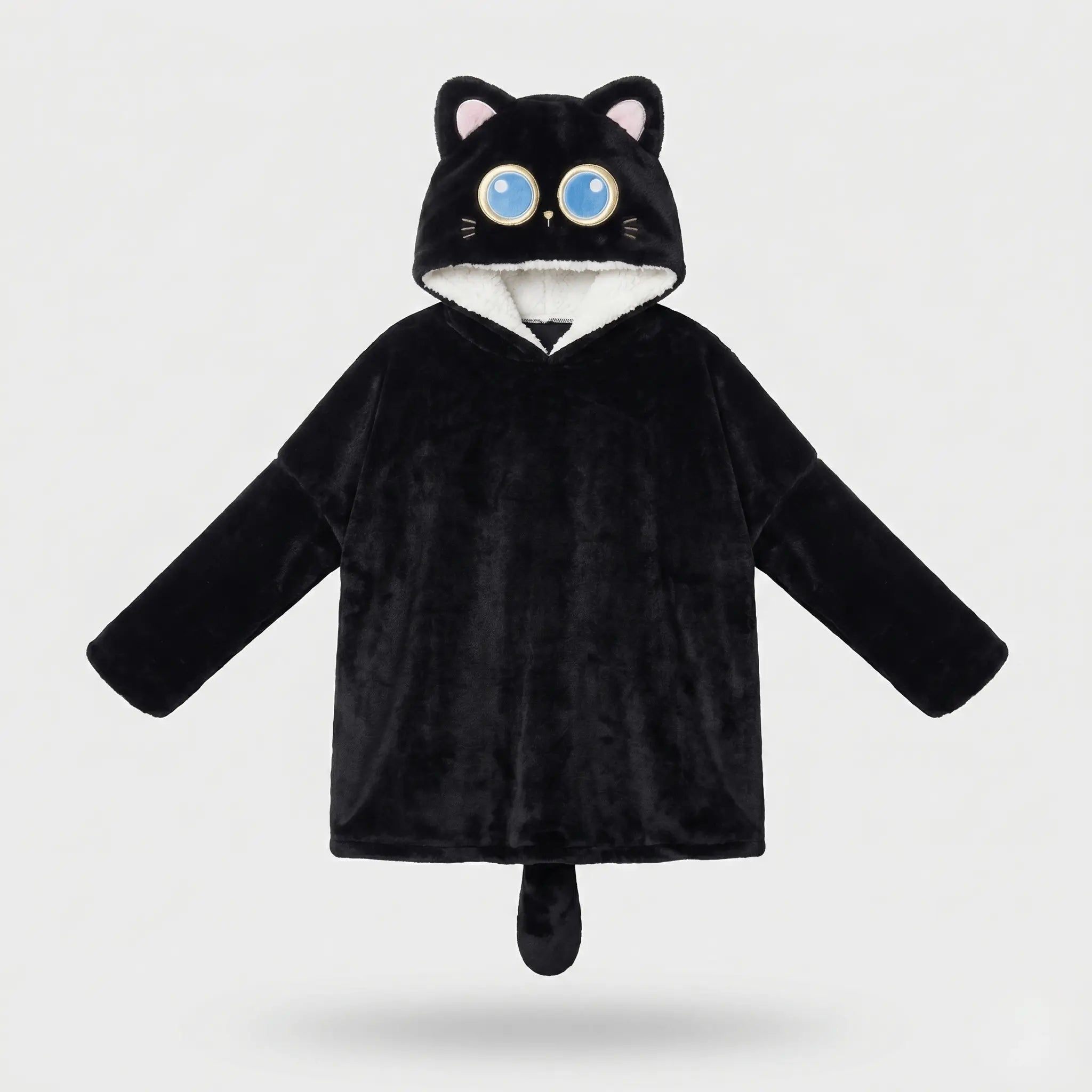 Shadow the Kawaii Black Cat Dinosaur Cloak Cape Plush Blanket