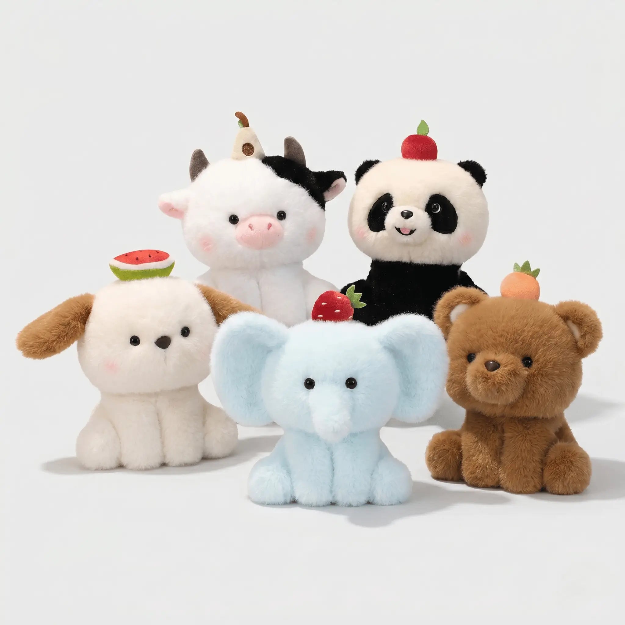 Chubby Sitting Kawaii Panda Bear Cow Snuggle Plushie