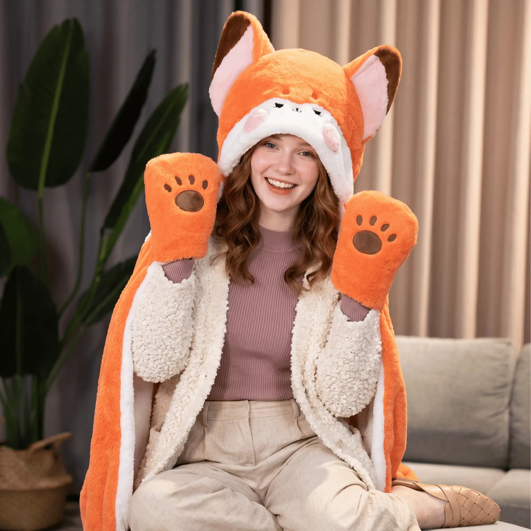 Vixen the Kawaii Fox Cloak Cape Plush Blanket