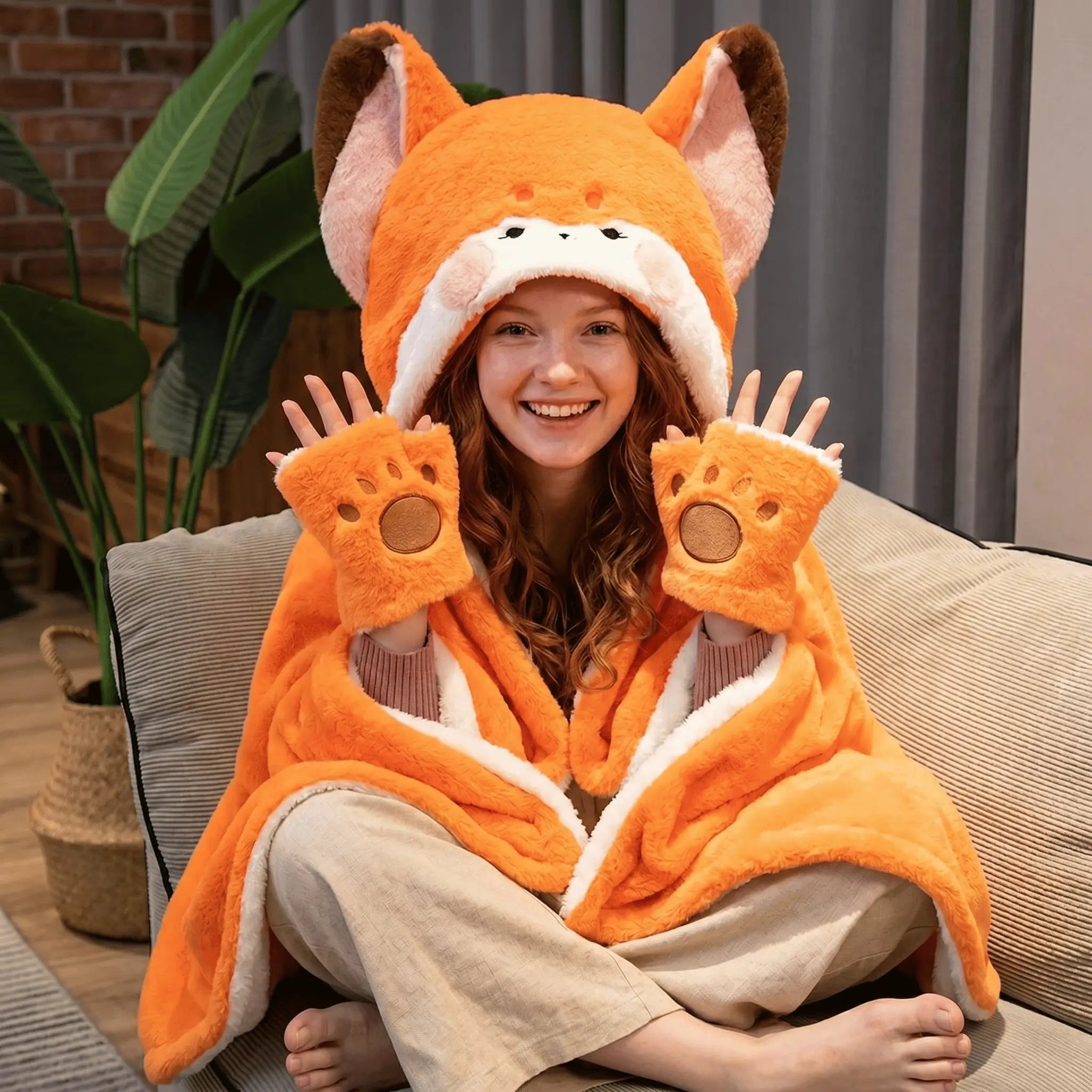 Vixen the Kawaii Fox Cloak Cape Plush Blanket