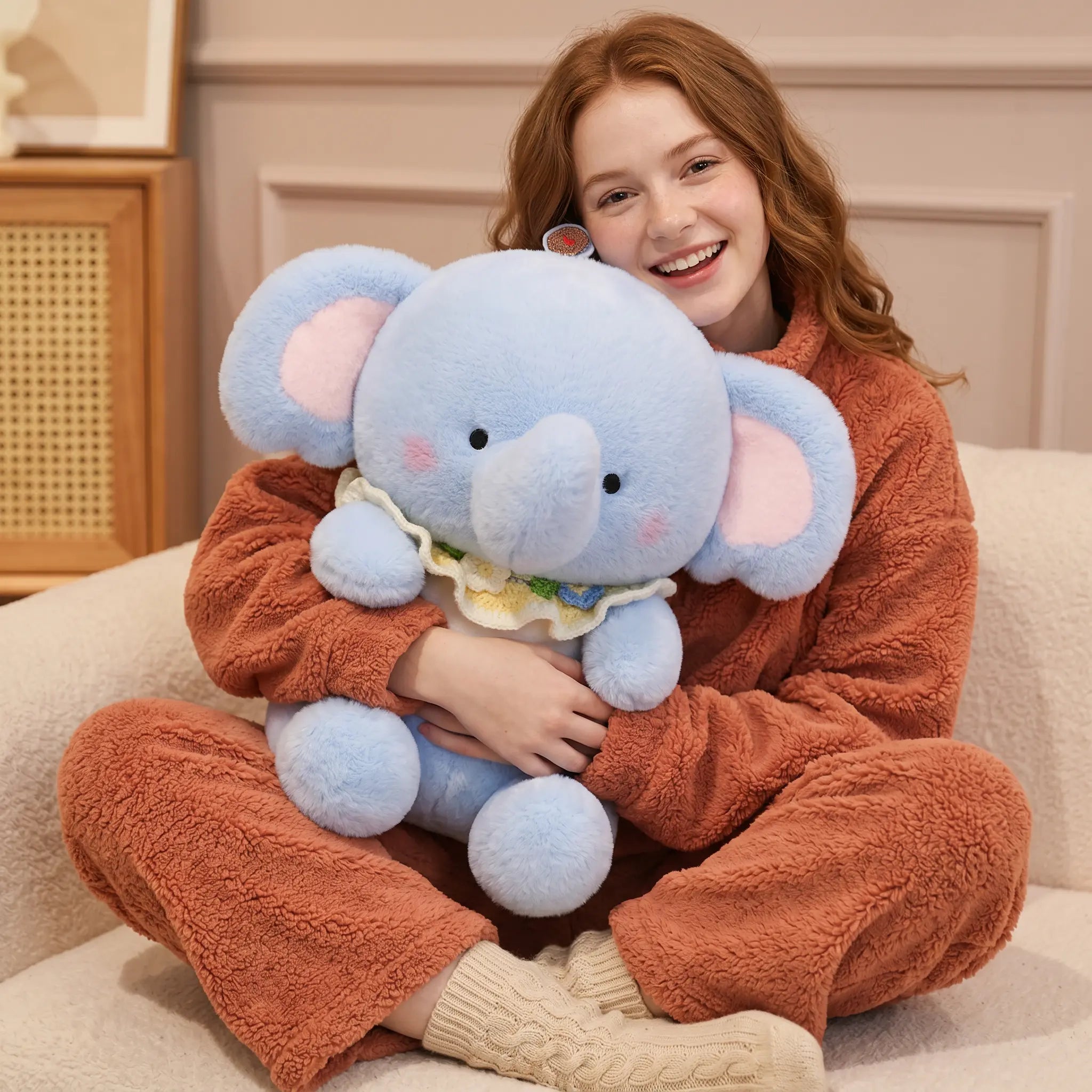 Bibbed Baby Elephant Kawaii Snuggle Plushie