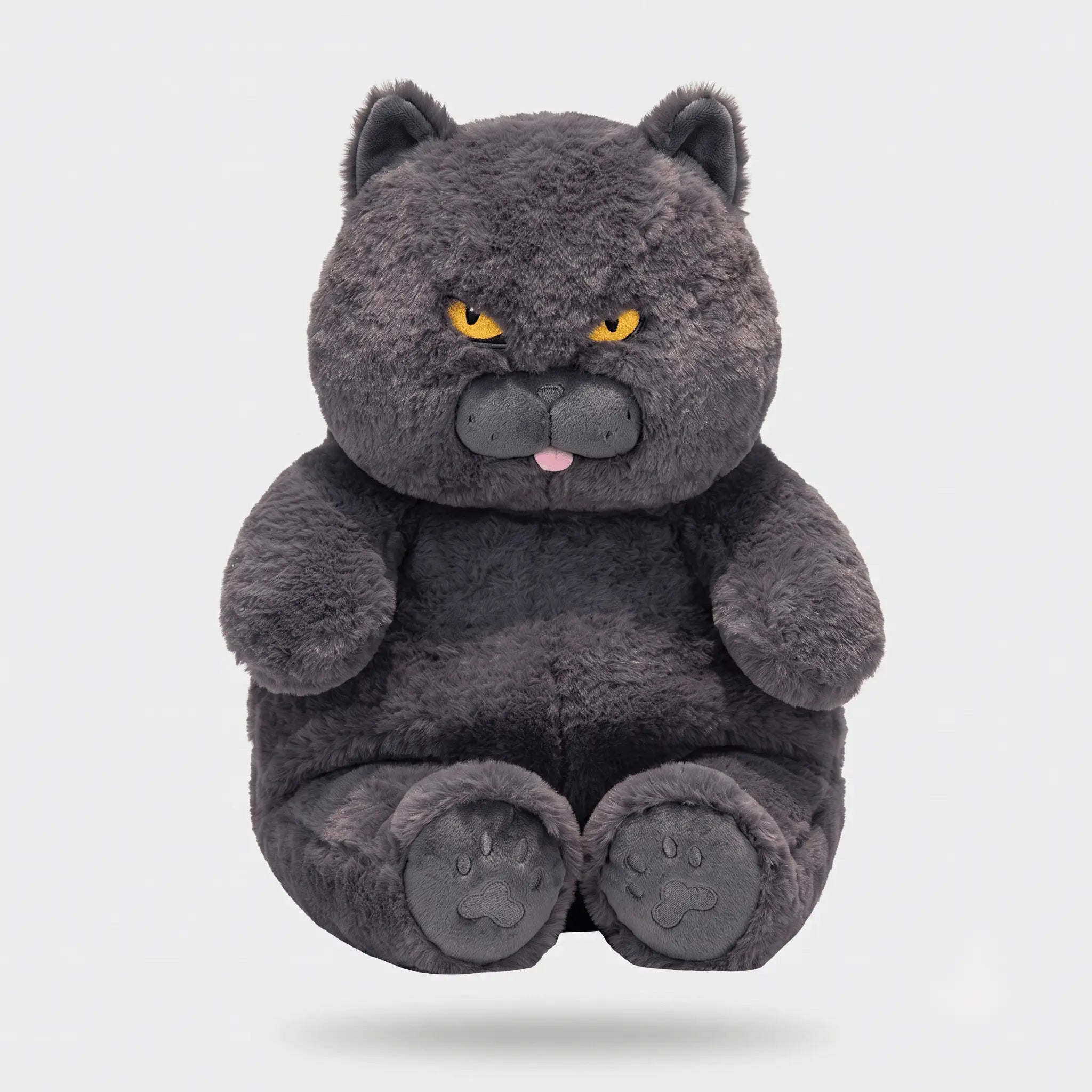 Pudgy Lifelike Black Cat Plush